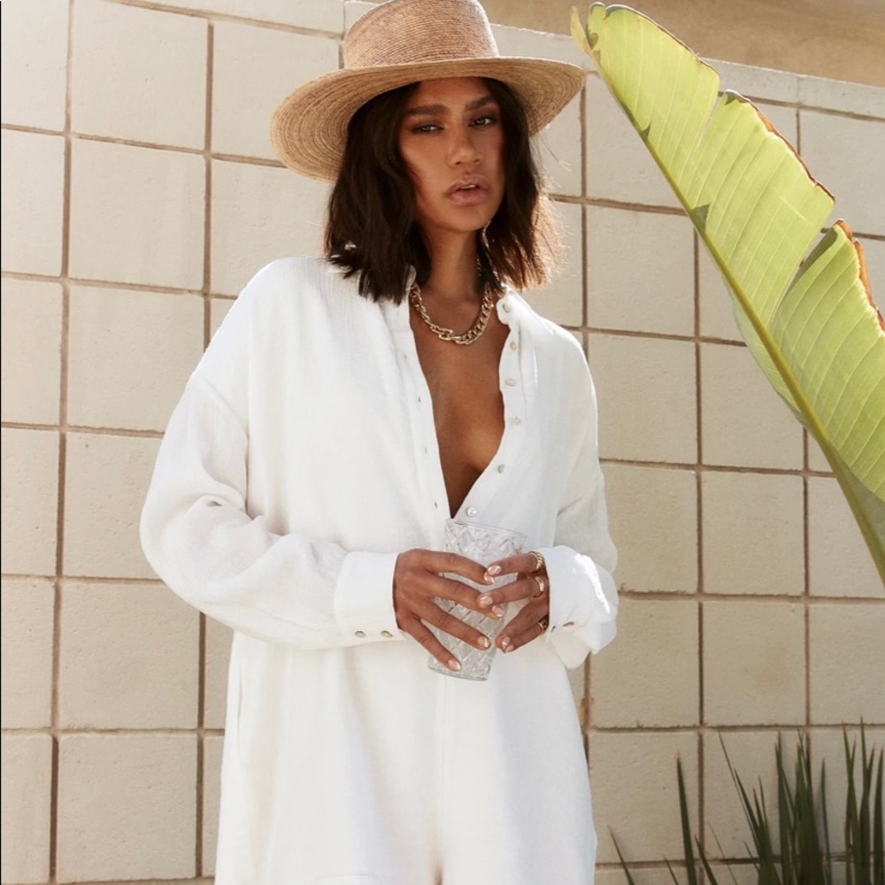12th Tribe / Barcelona White Button Up Romper